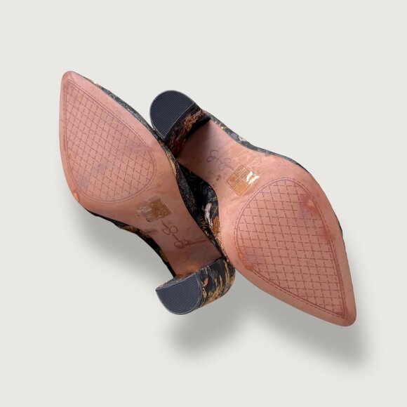Jessica Simpson | Metallic Brocade Ankle Boots / Block Heel Booties | 6 | Chic - Picture 12 of 16